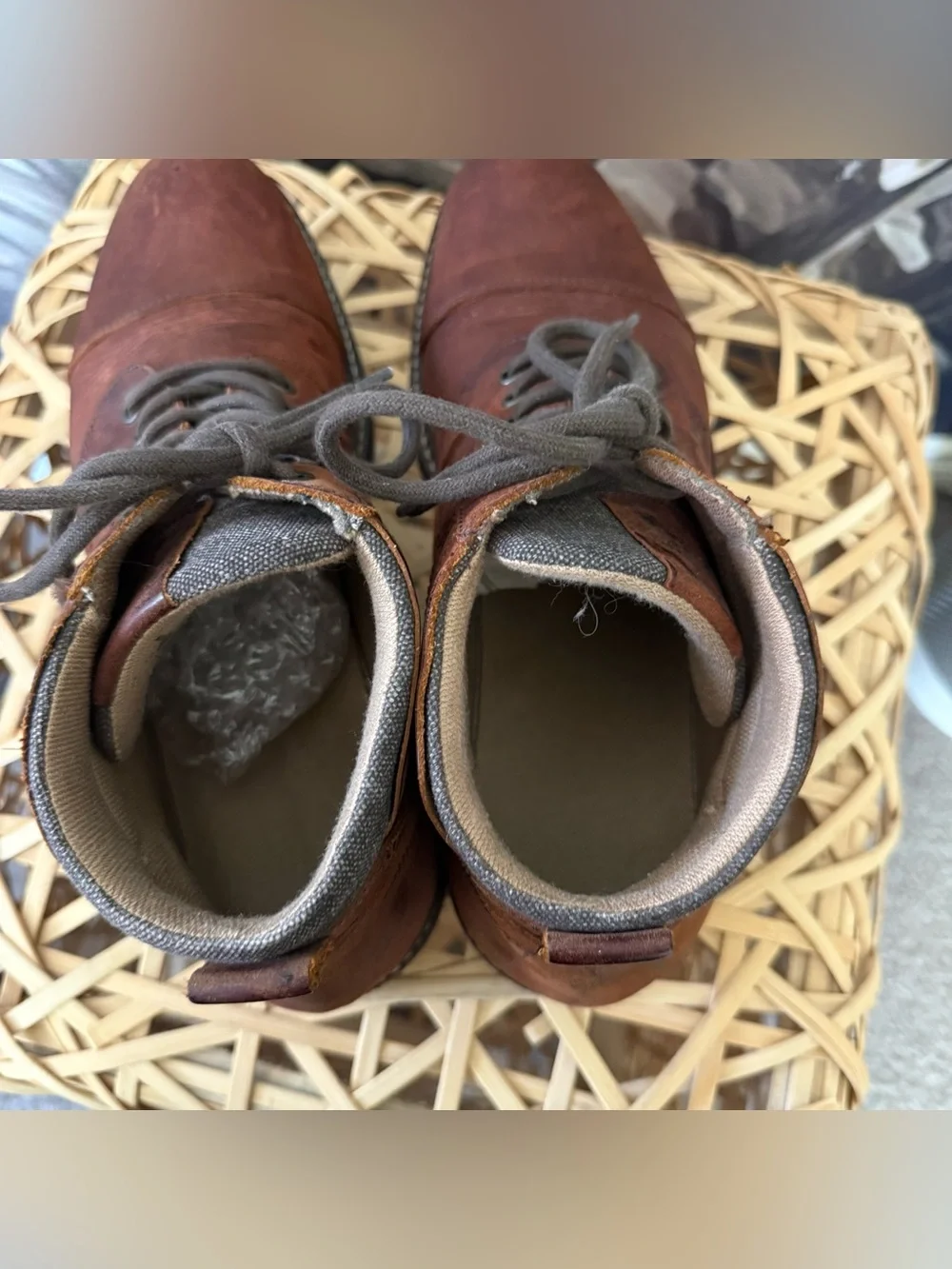 ALDO Brown leather lace up cap toe boots red brown Size US 12 outdoor